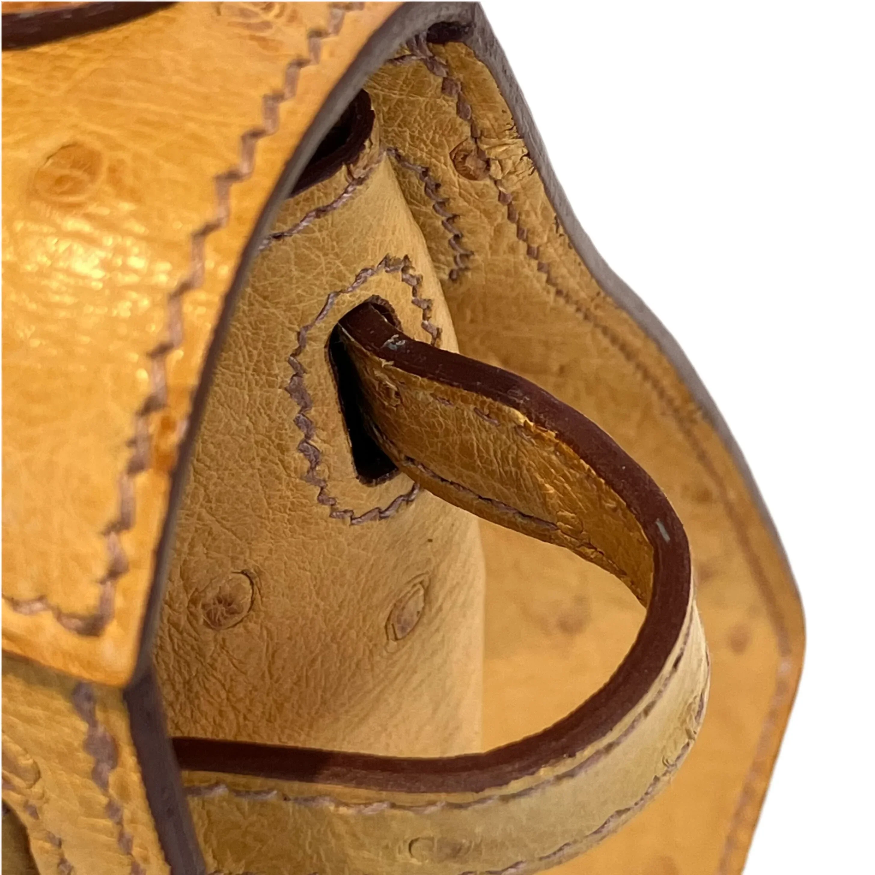 Hermes * 1999 Saffron Ostrich Mini Kelly 20 2way Shoulder Handbag - Image 11