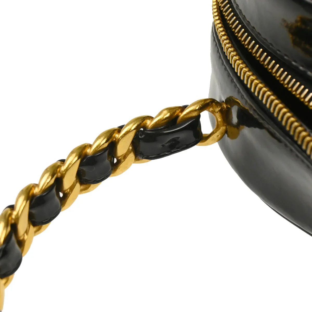 Chanel Black Patent Leather Heart Vanity Handbag - Image 7