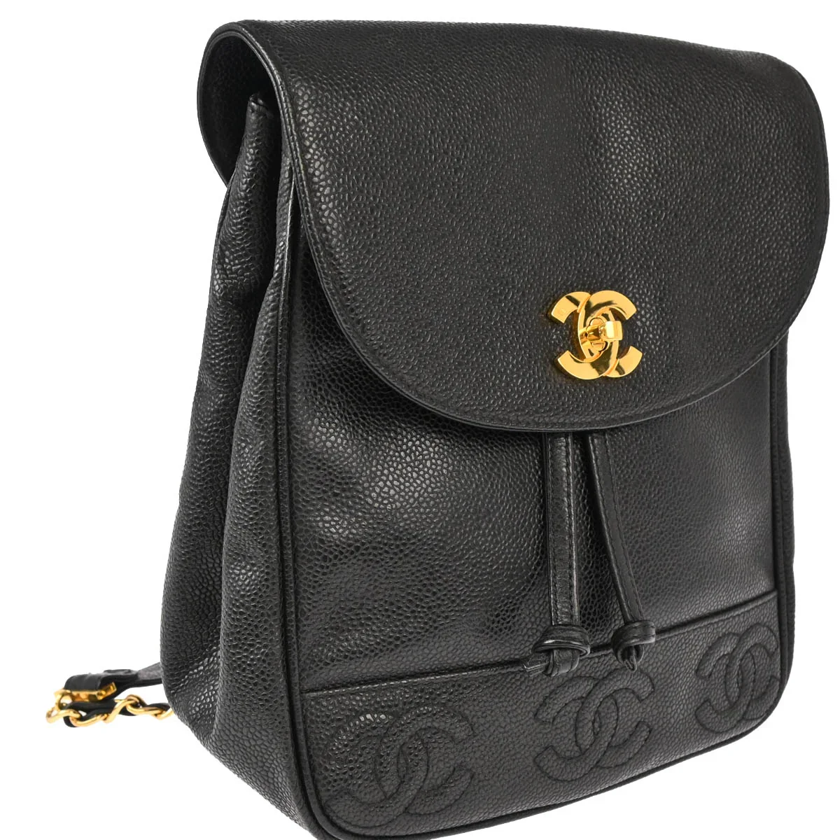 Chanel 1996-1997 Black Caviar Triple CC Backpack - Image 3