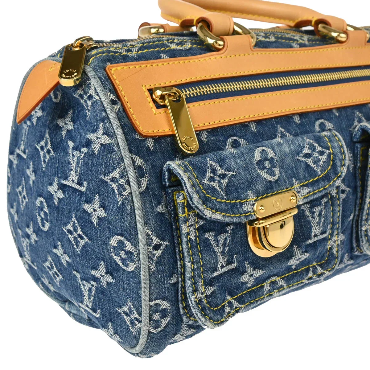 Louis Vuitton 2005 Blue Monogram Denim Neo Speedy Handbag M95019 - Image 3