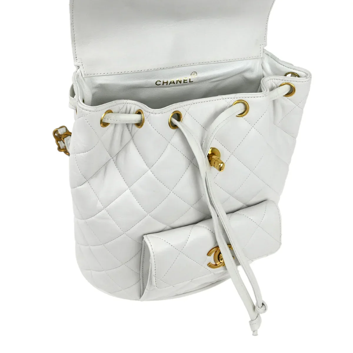 Chanel 1991-1994 White Lambskin Large Duma Backpack - Image 7