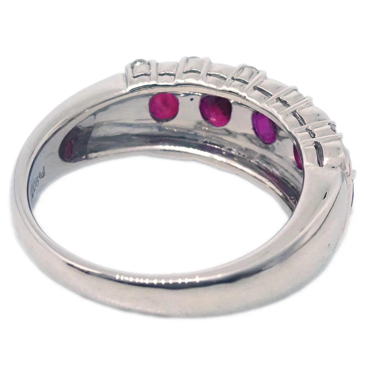 Ring PT900 Diamond Ruby Silver #51 #11 - Image 3