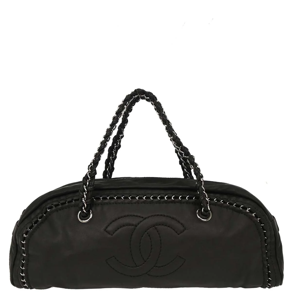 Chanel 2005-2006 Black Lambskin Luxury Line Bowling Bag