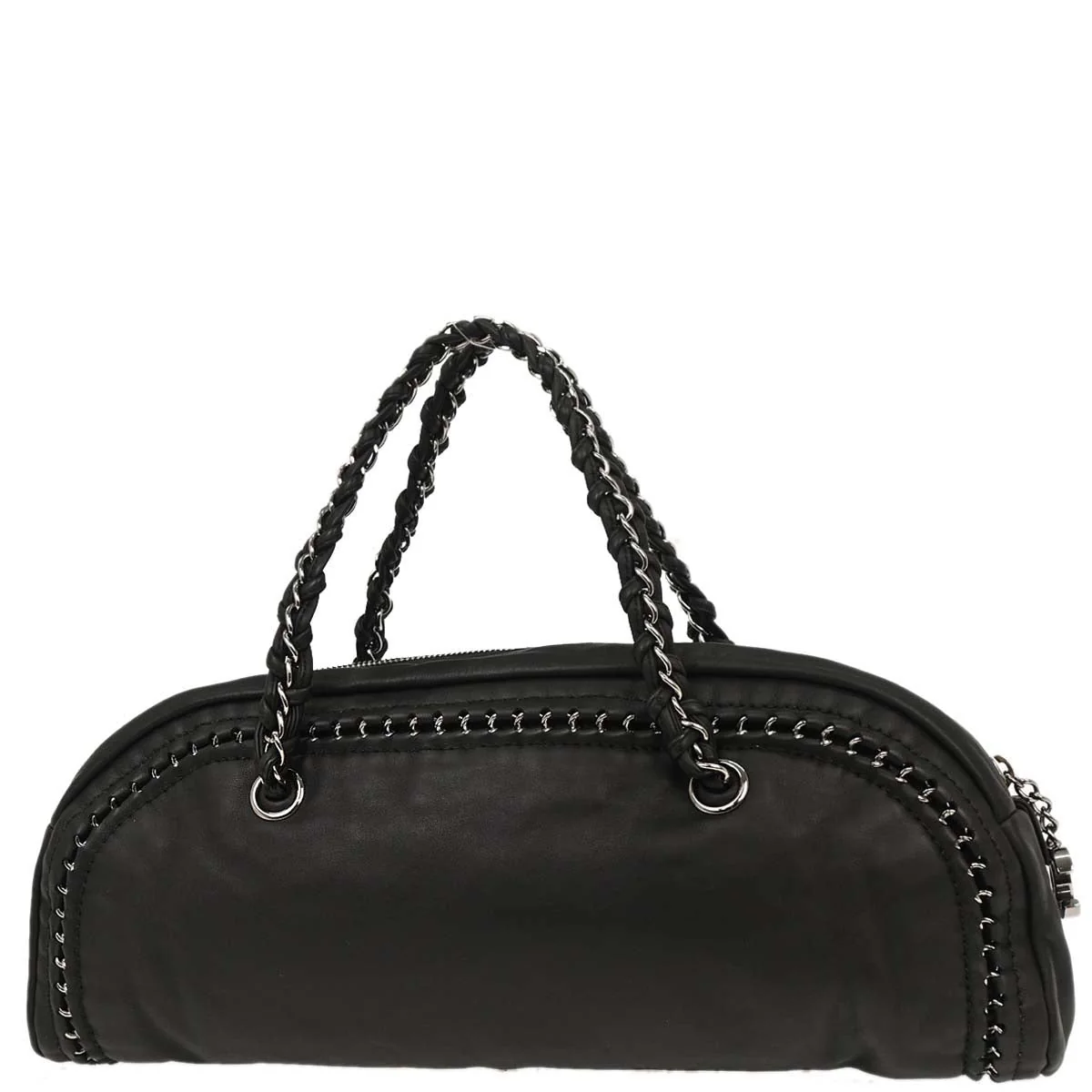 Chanel 2005-2006 Black Lambskin Luxury Line Bowling Bag - Image 2
