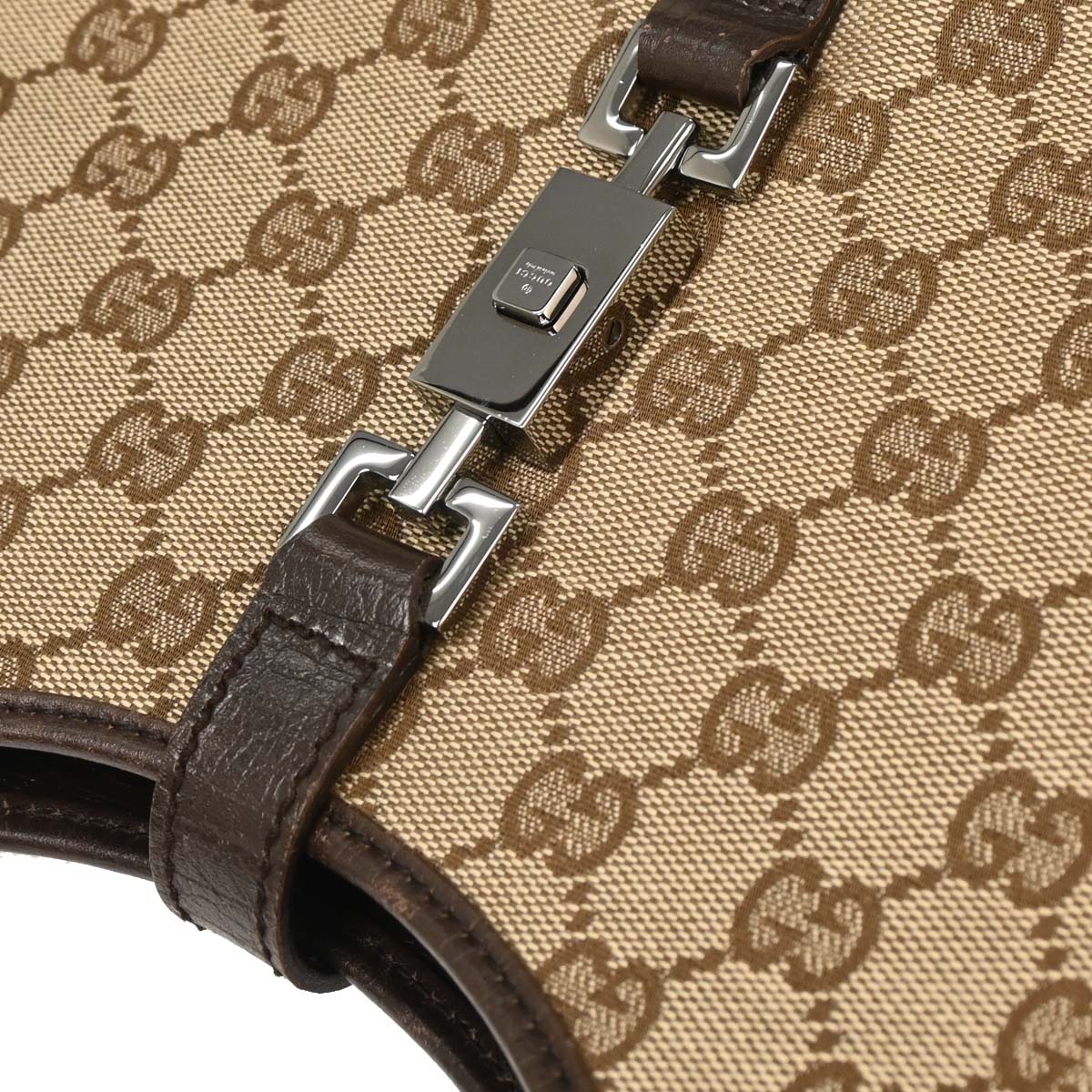 Gucci Brown Beige GG Jackie Handbag - Image 5