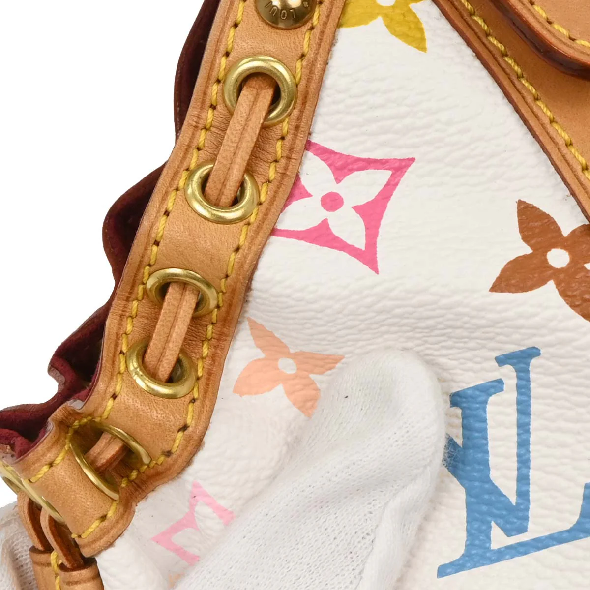 Louis Vuitton 2004 White Monogram Multicolor Theda PM Handbag M92348 - Image 5