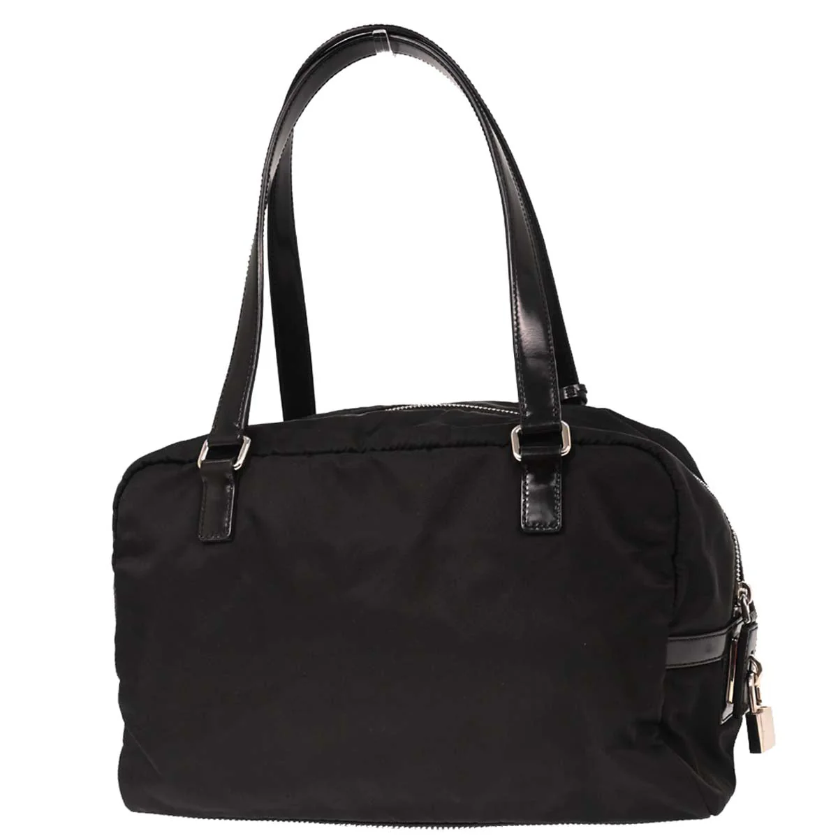 Prada Black Nylon Leather Handbag - Image 2