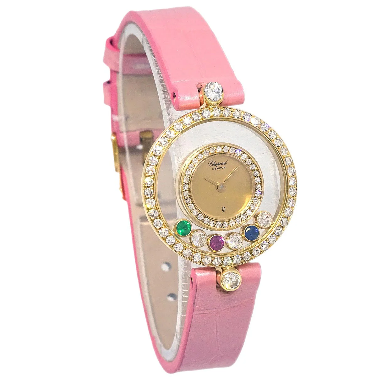Chopard * Happy Diamonds Ref.20/3957-24 Quartz Watch 18KYG Crocodile - Image 2