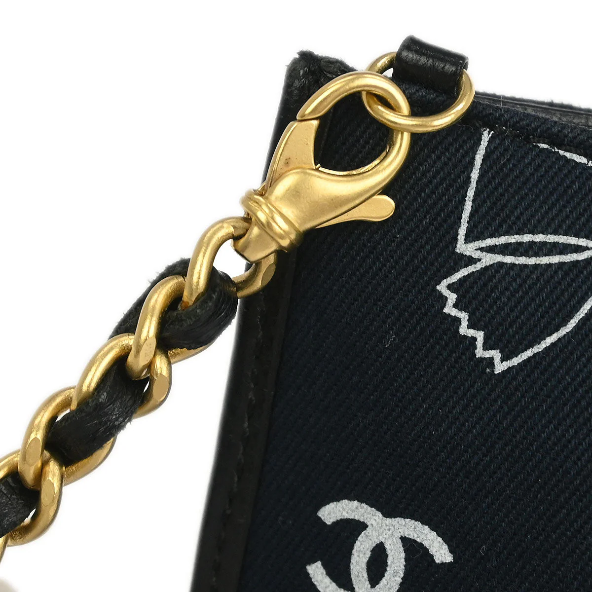 Chanel 2002-2003 Navy Canvas Icon Chain Handbag - Image 6