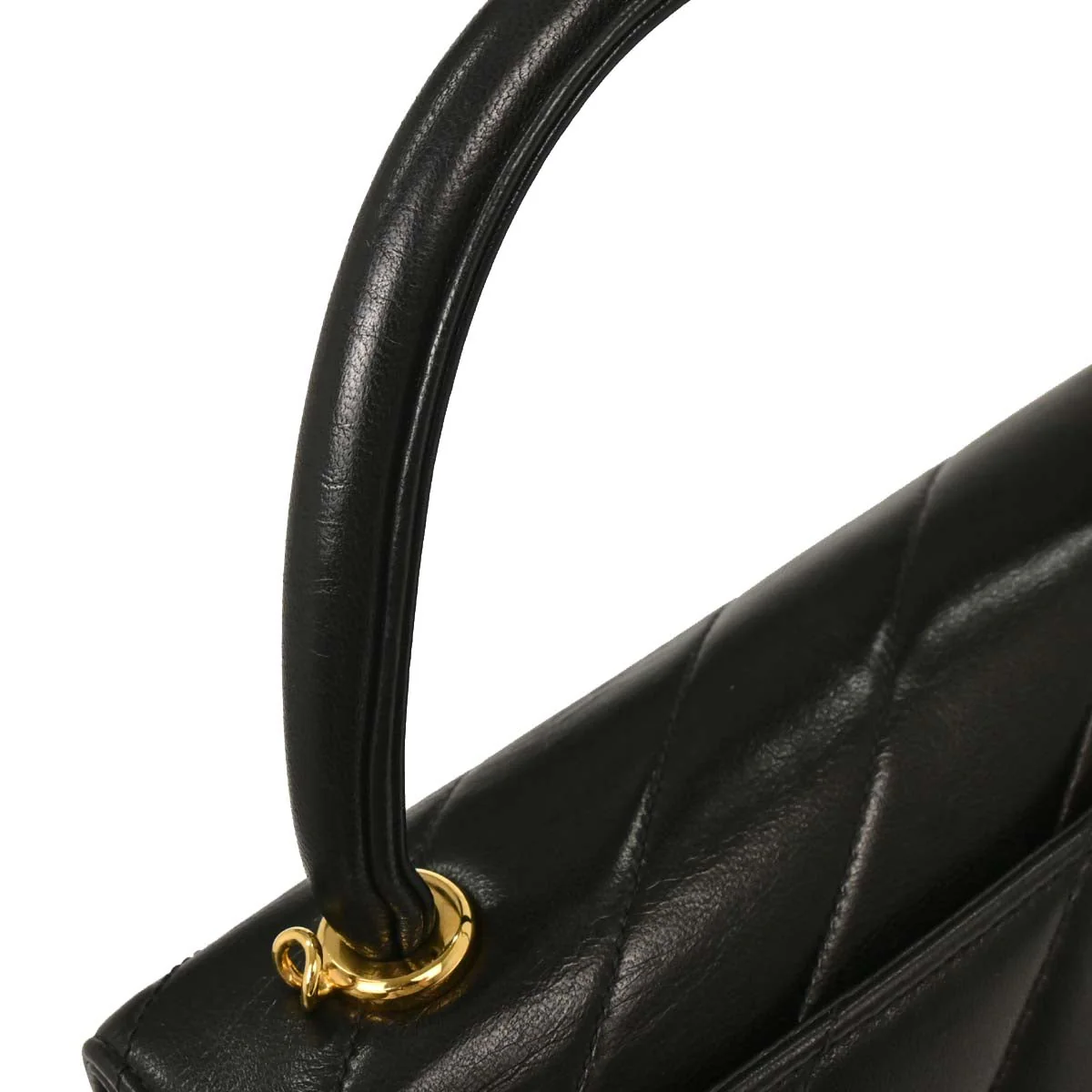 Chanel 1991-1994 Black Lambskin Kelly 2way Shoulder Handbag - Image 3