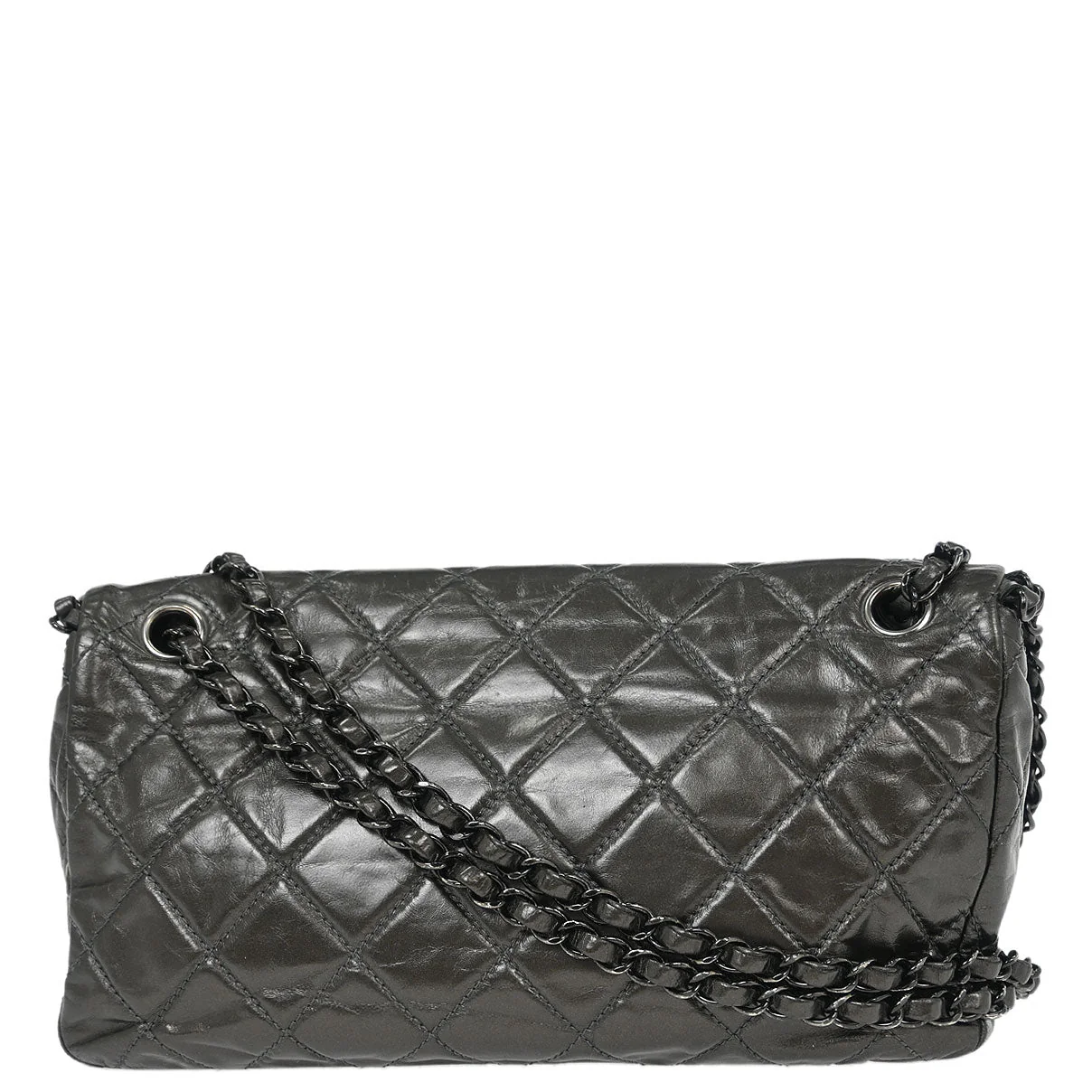 Chanel 2012 Gray Calfskin Chain Me Shoulder Bag - Image 2