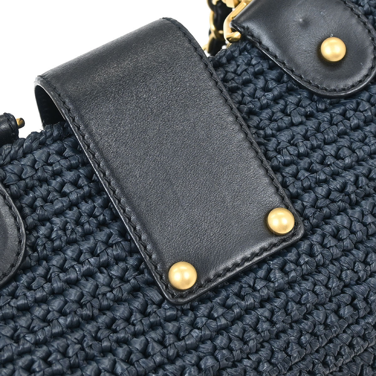 Chanel 2005-2006 Black Straw Chain Tote Handbag - Image 6