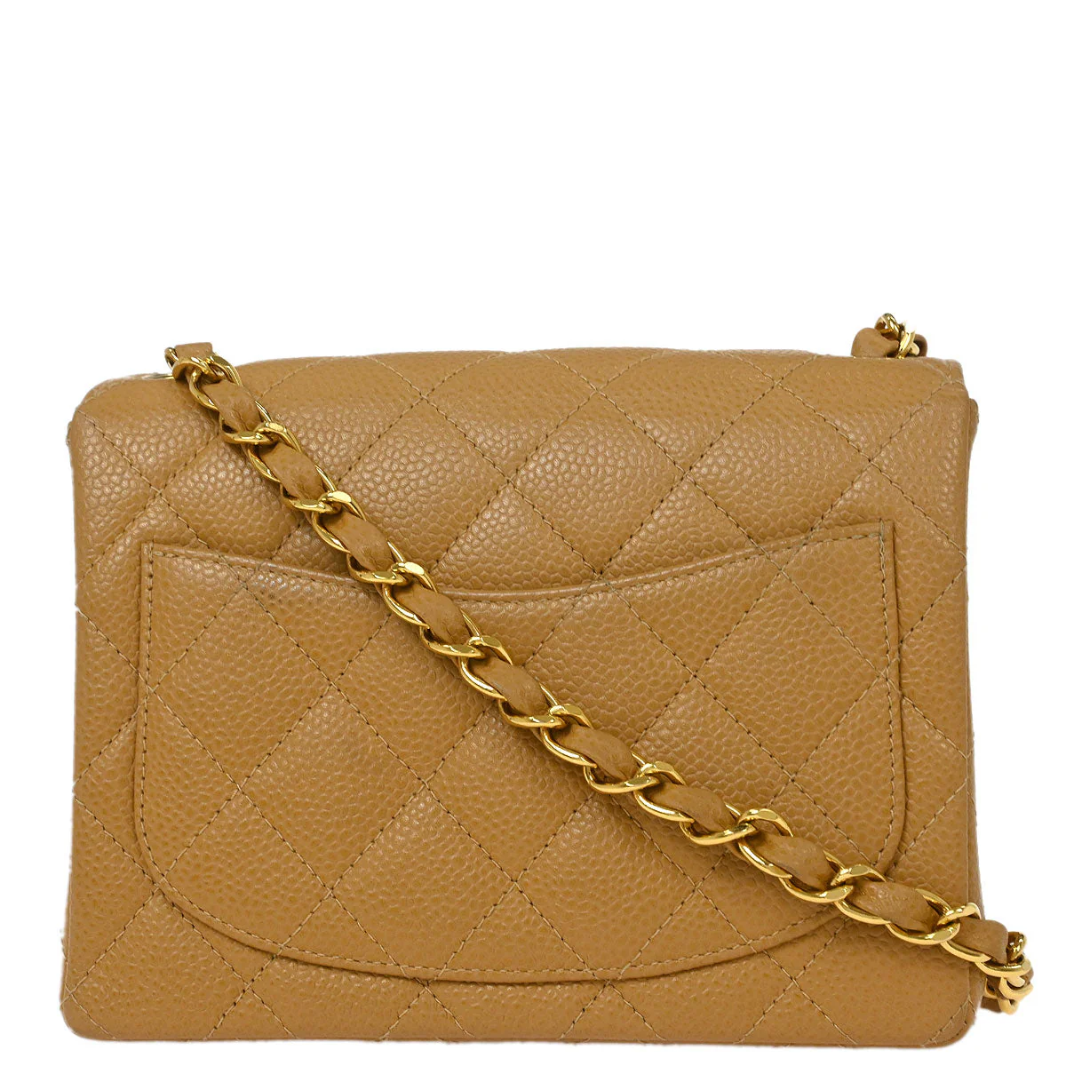Chanel 2003-2004 Beige Caviar Mini Classic Square Flap Bag - Image 2