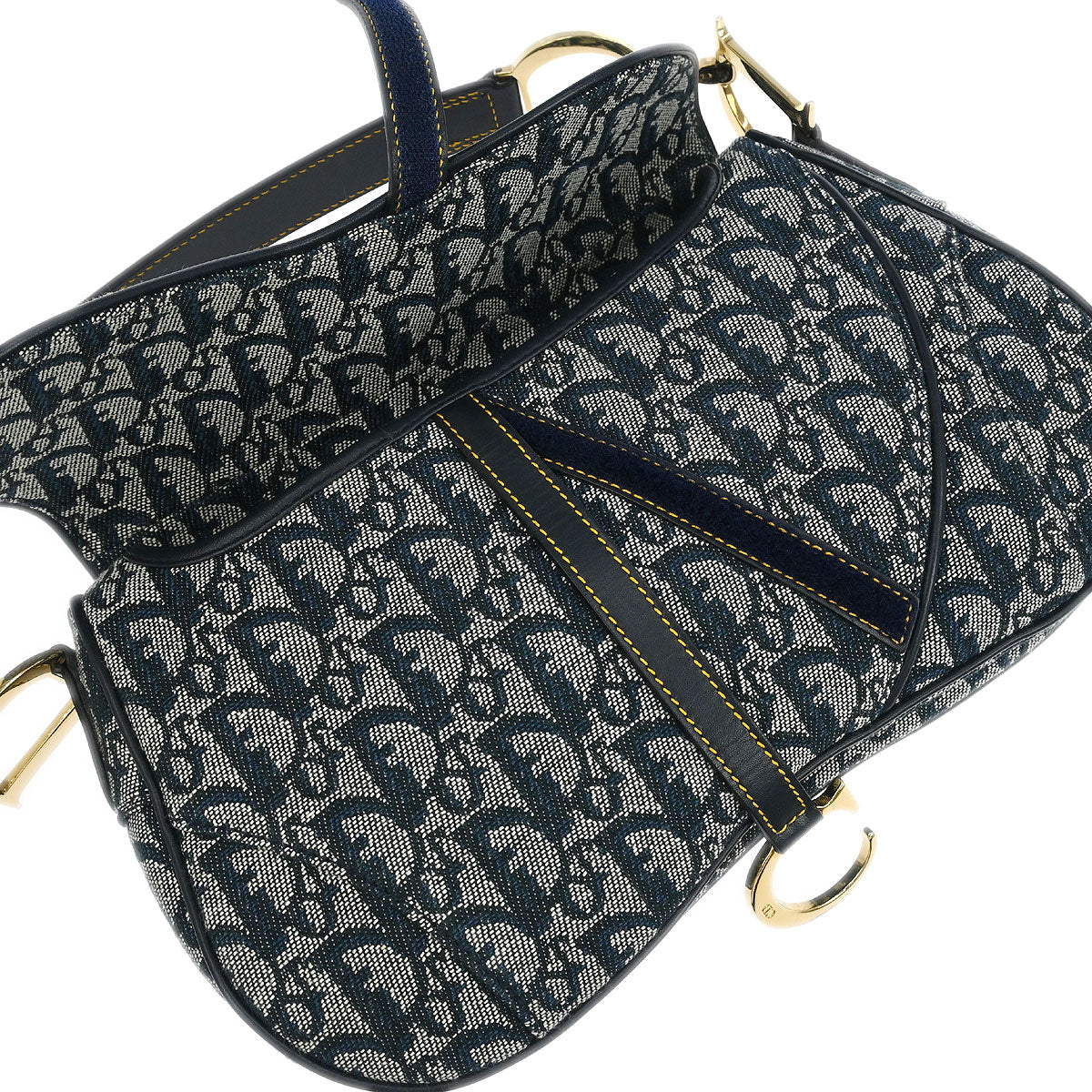 Christian Dior Navy Trotter Double Saddle Handbag - Image 7