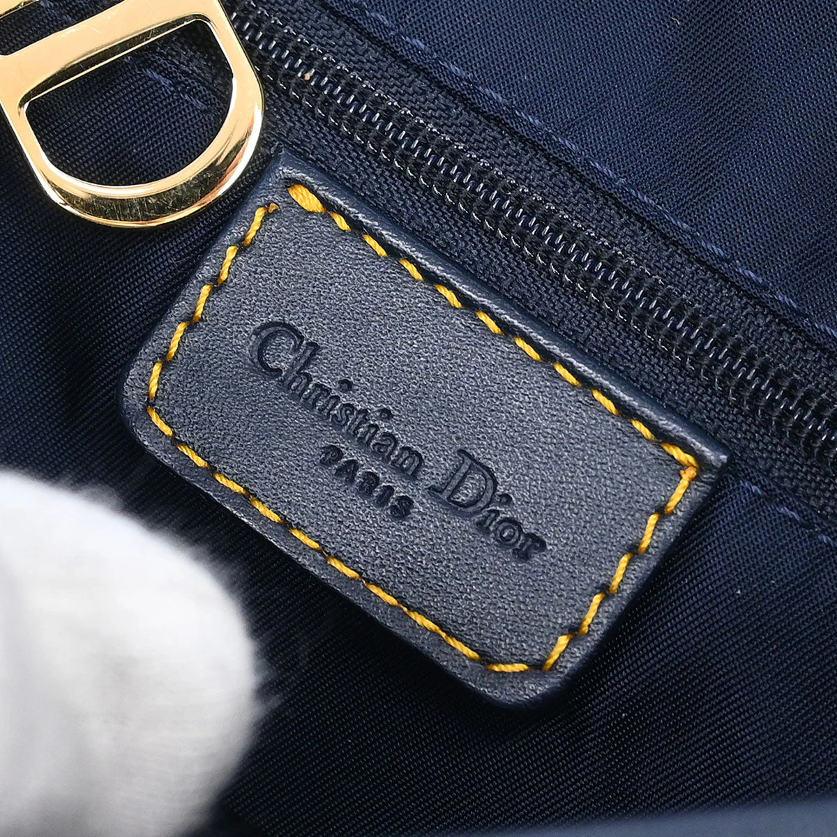 Christian Dior Navy Trotter Double Saddle Handbag - Image 9