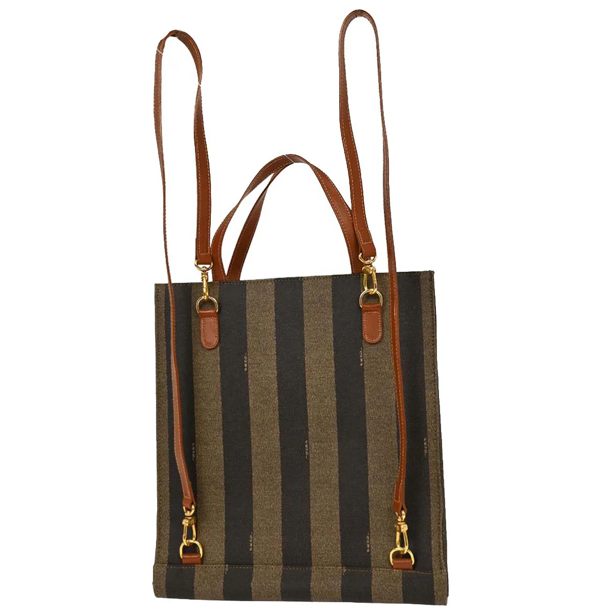Fendi Brown Black PVC Pequin 3way Handbag Backpack - Image 2
