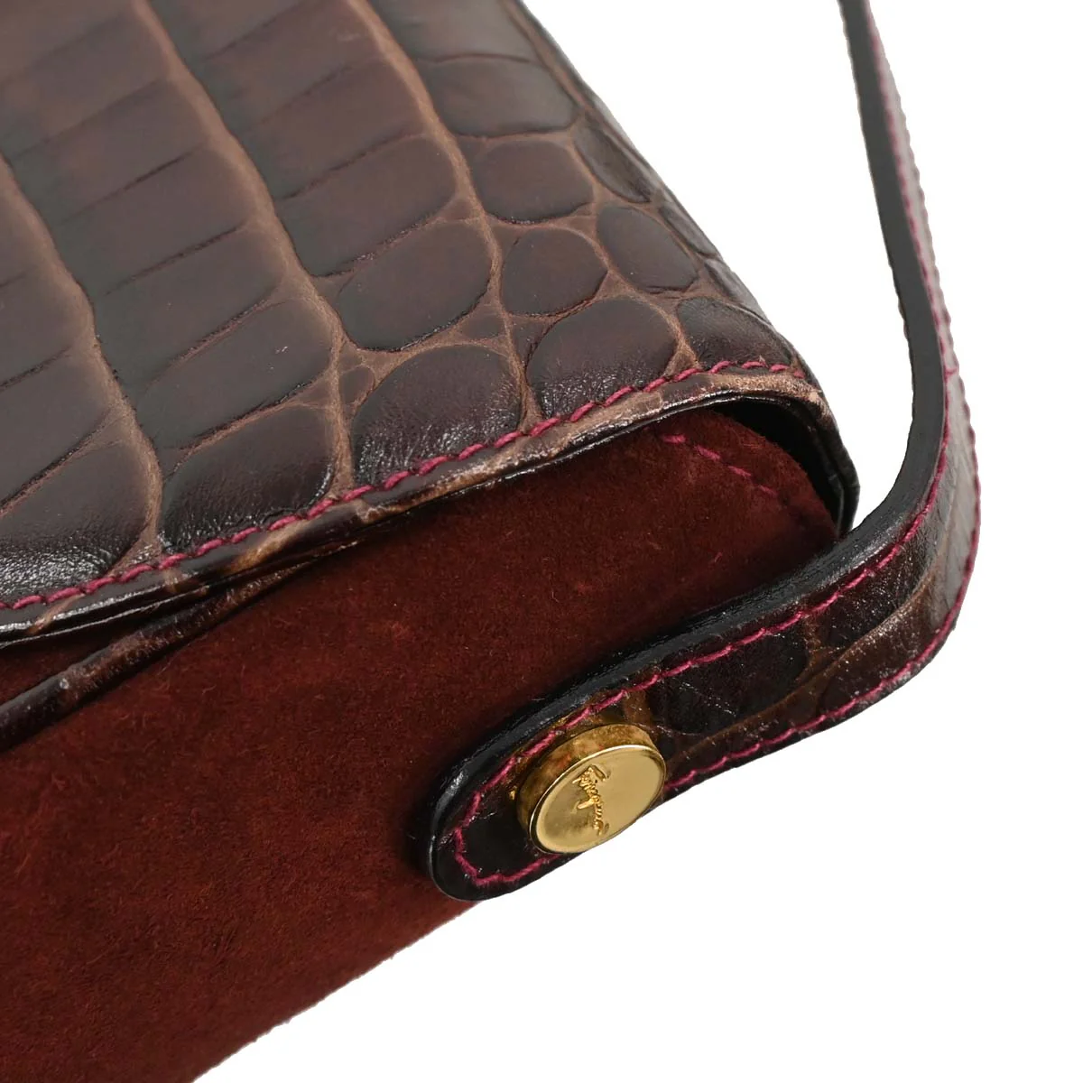 Salvatore Ferragamo Brown Suede Leather Gancini Shoulder Bag - Image 7