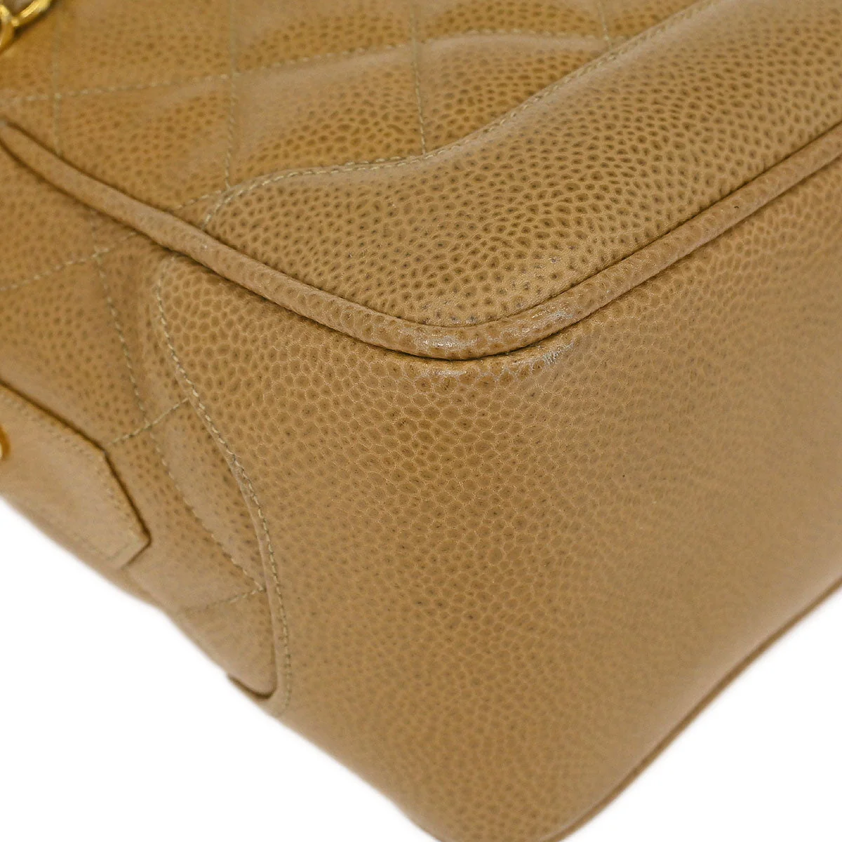 Chanel 1989-1991 Beige Caviar Shoulder Bag - Image 3