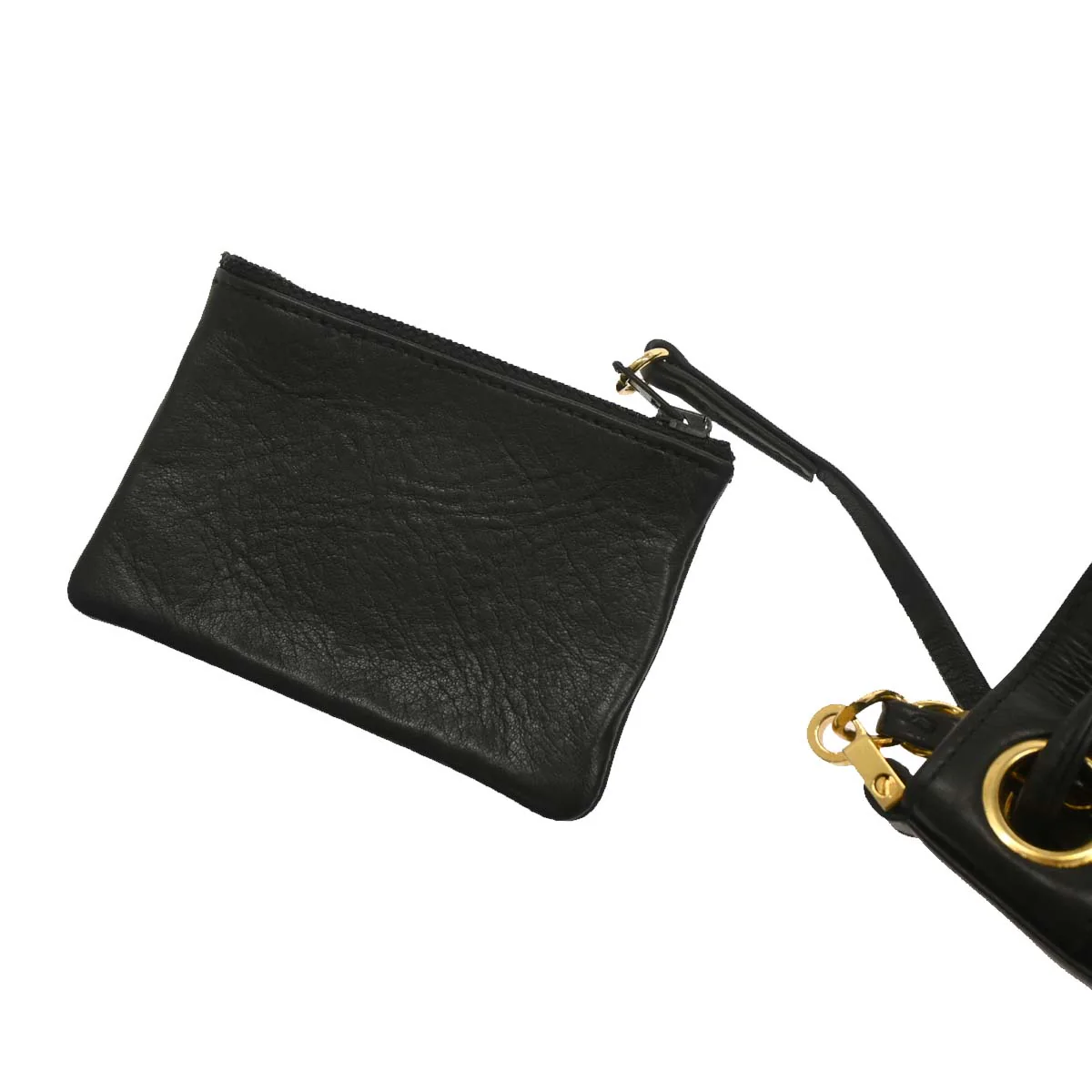 Chanel 1986-1988 Black Lambskin Bicolore Bucket Shoulder Bag - Image 11