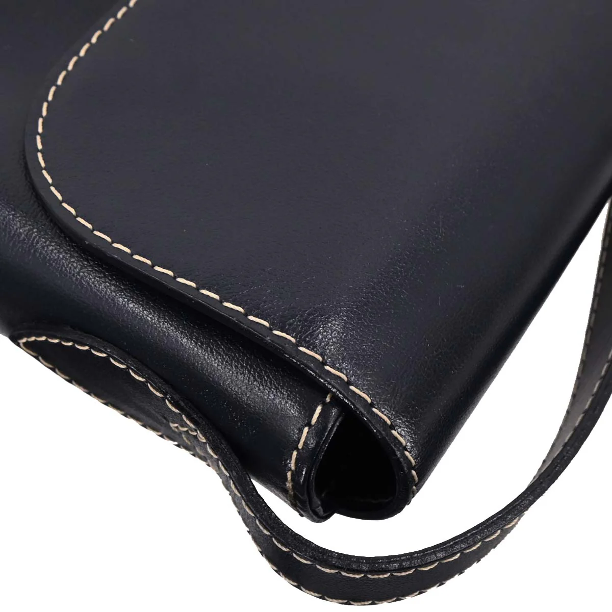 Yves Saint Laurent Navy Leather Y Cut Out Shoulder Bag - Image 5