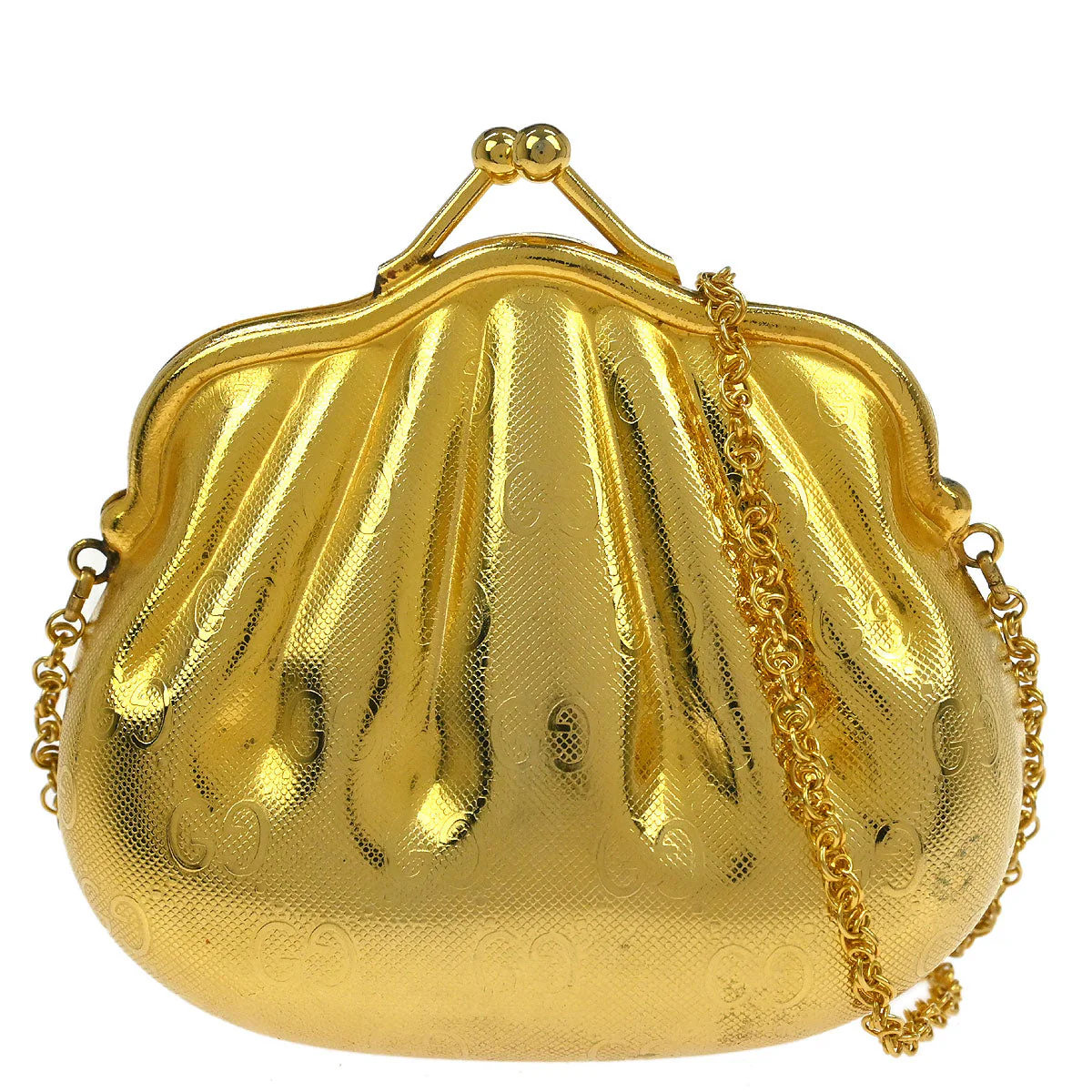 Gucci Gold Metal GG Pouch Chain Shoulder Bag