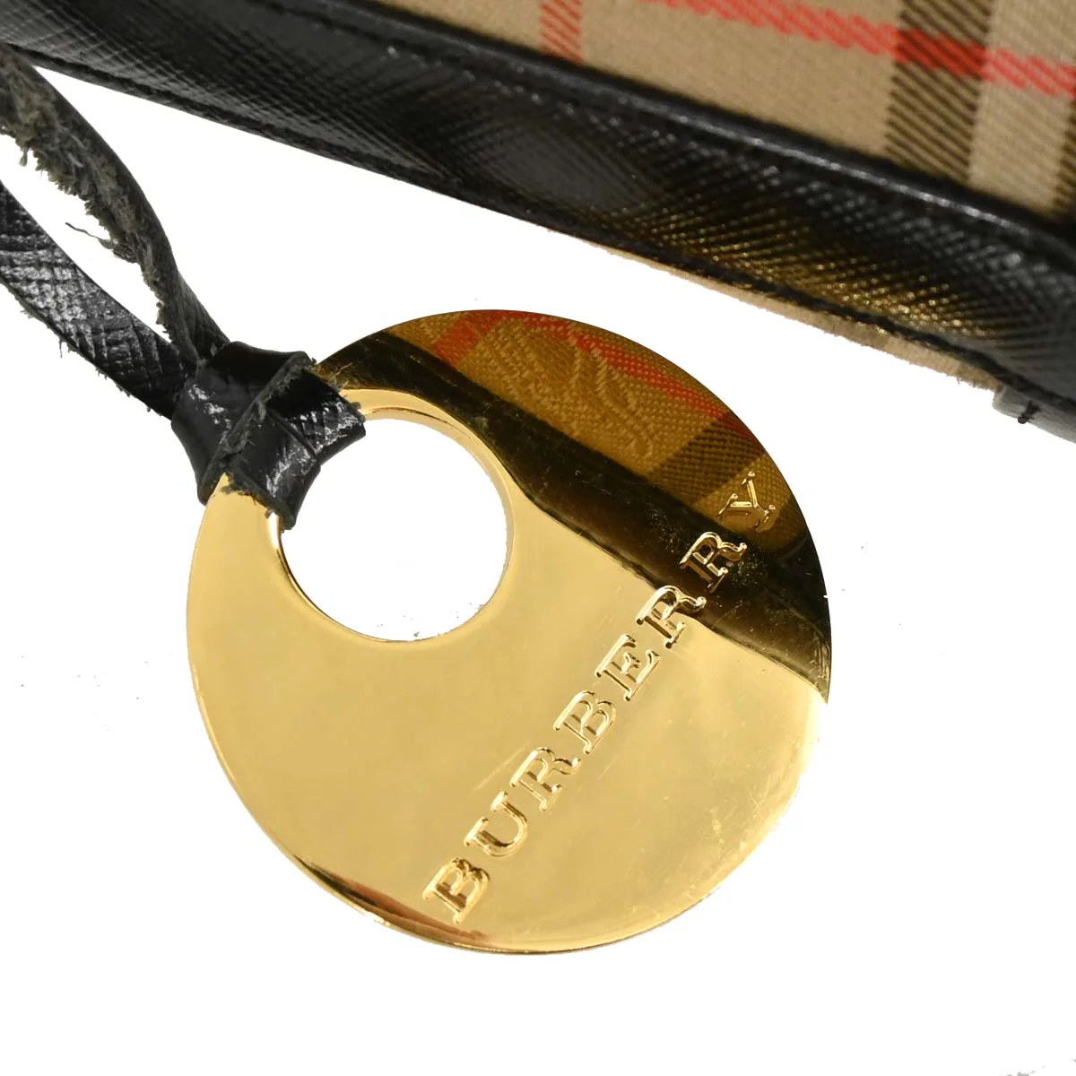 Burberry Beige Black Canvas House Check Handbag - Image 6