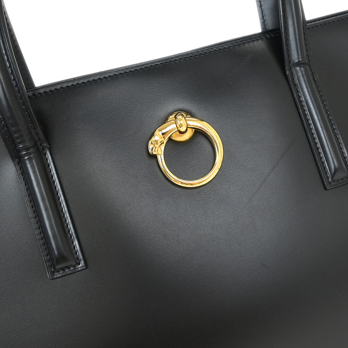 Cartier Black Leather Panthere 2way Shoulder Tote Handbag - Image 6