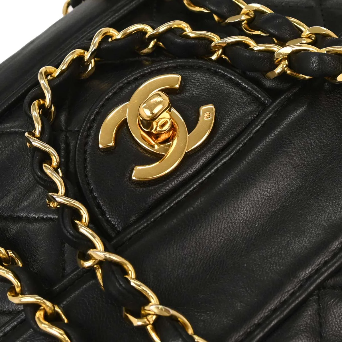 Chanel 1989-1991 Black Lambskin Shoulder Bag - Image 4