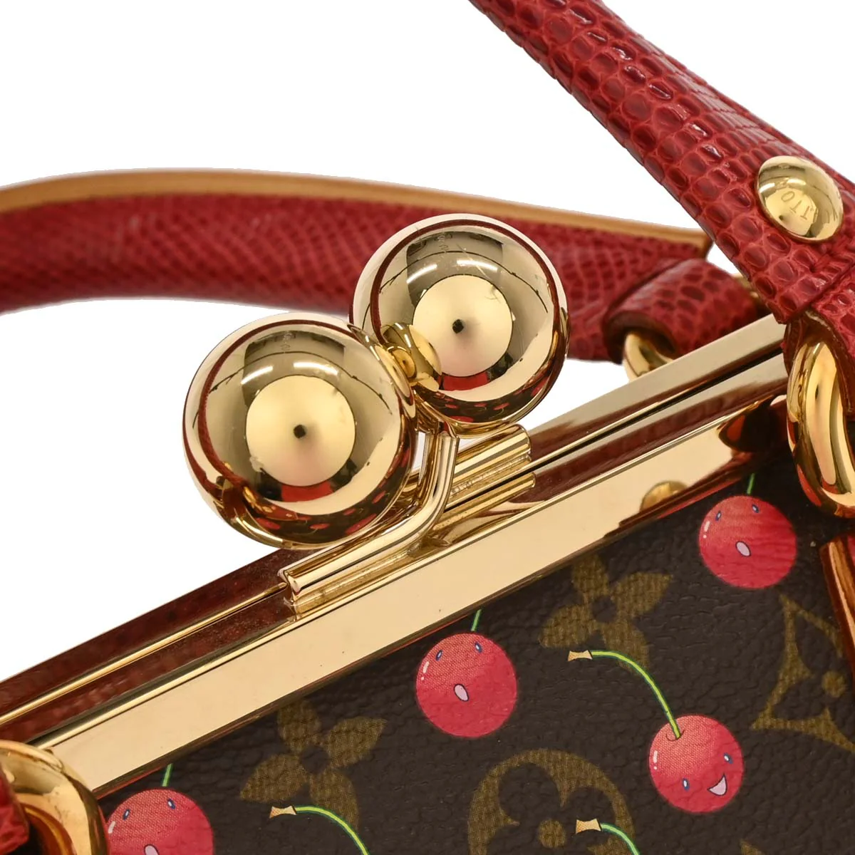Louis Vuitton * 2005 Cherry Lizard Sac Fermoir GM Handbag M95002 - Image 3