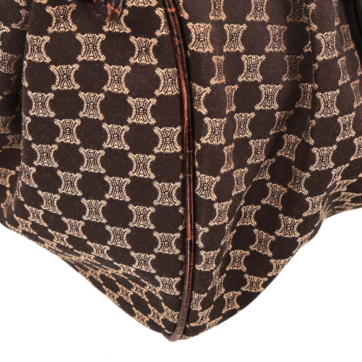 Celine Brown Canvas Macadam Handbag - Image 4