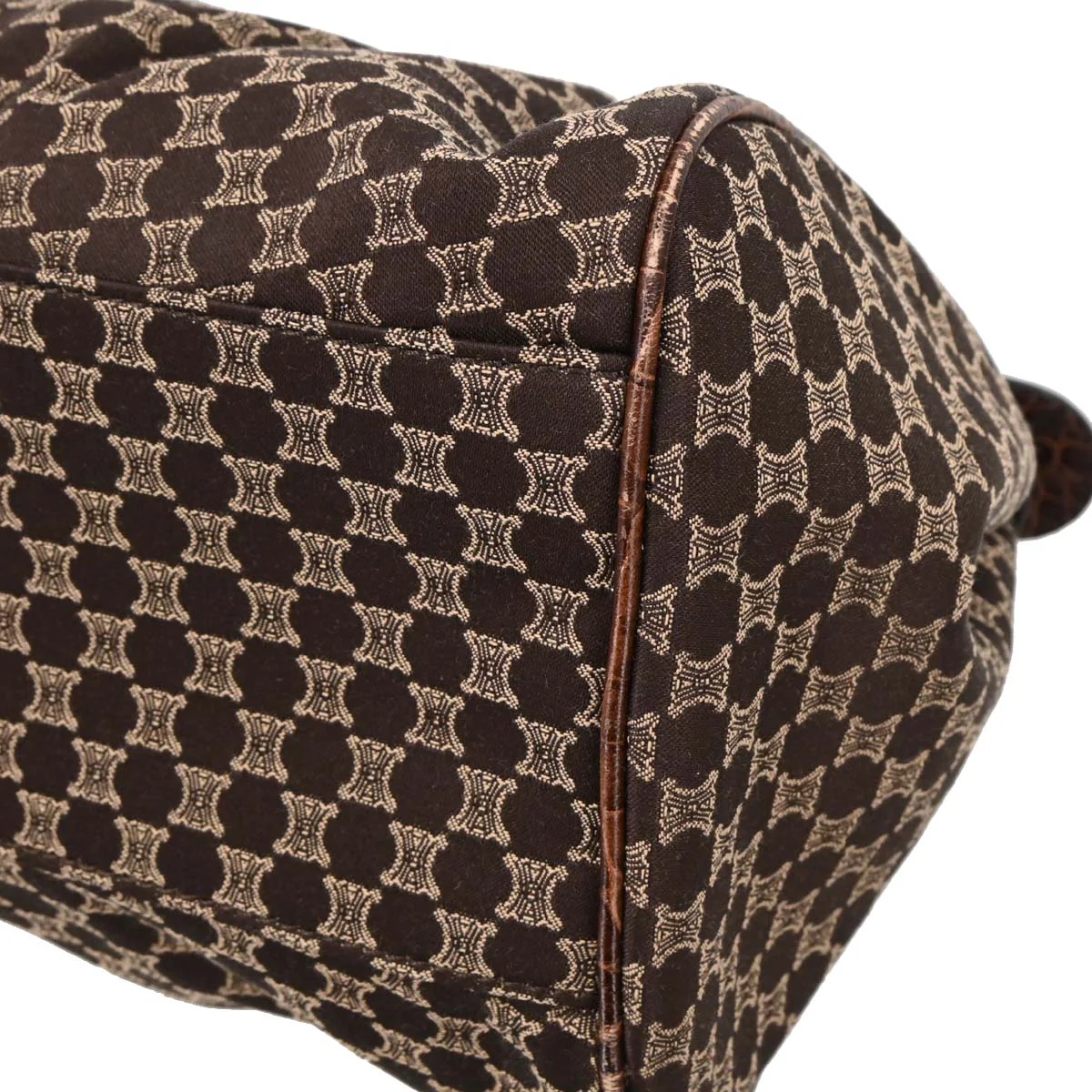 Celine Brown Canvas Macadam Handbag - Image 7