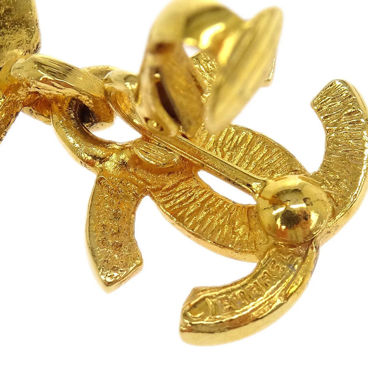 Chanel CC Dangle Earrings Clip-On Gold - Image 4