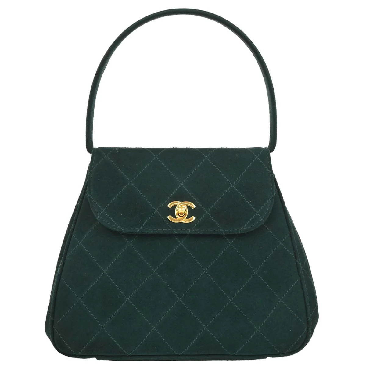 Chanel 1997-1999 Dark Green Suede Handbag