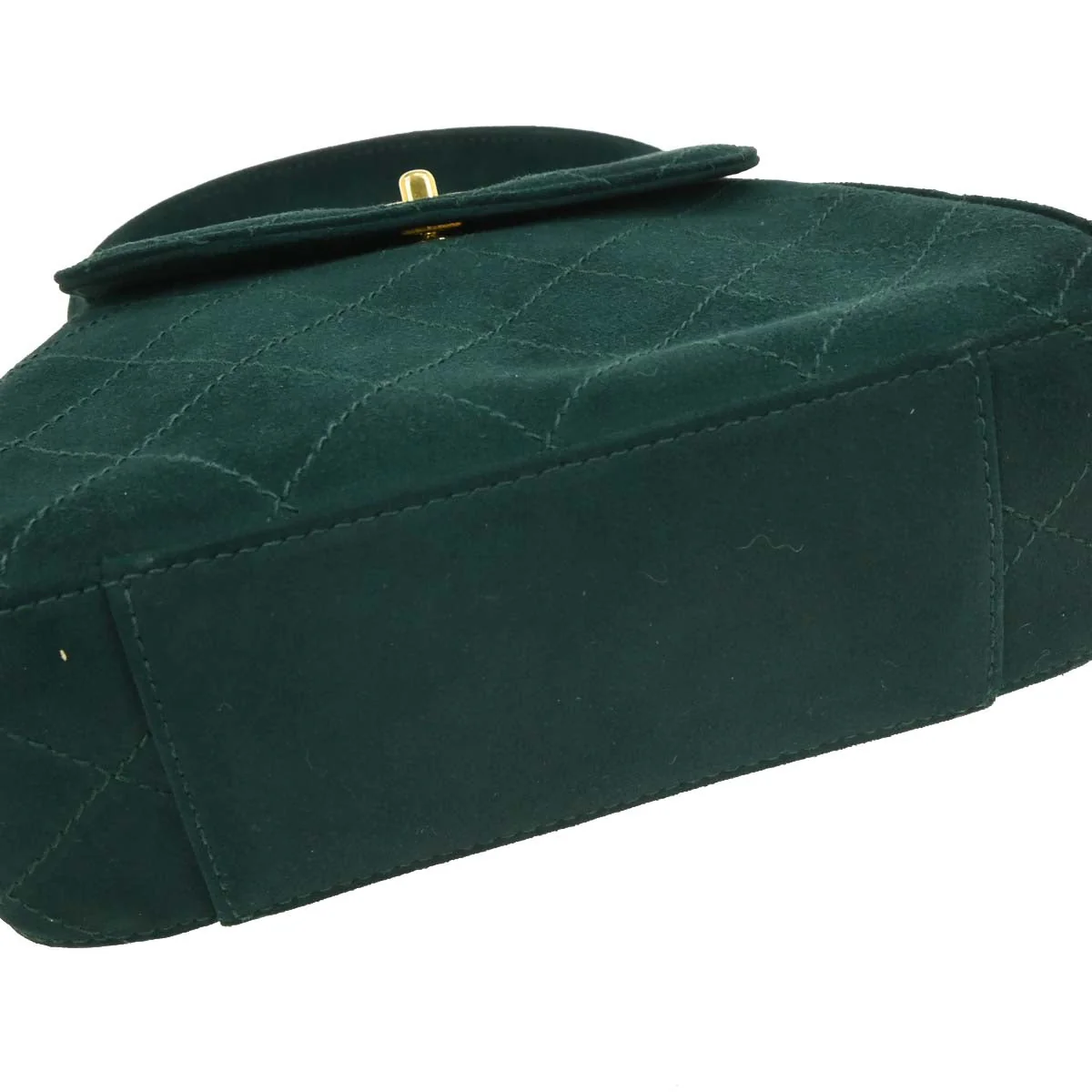 Chanel 1997-1999 Dark Green Suede Handbag - Image 5