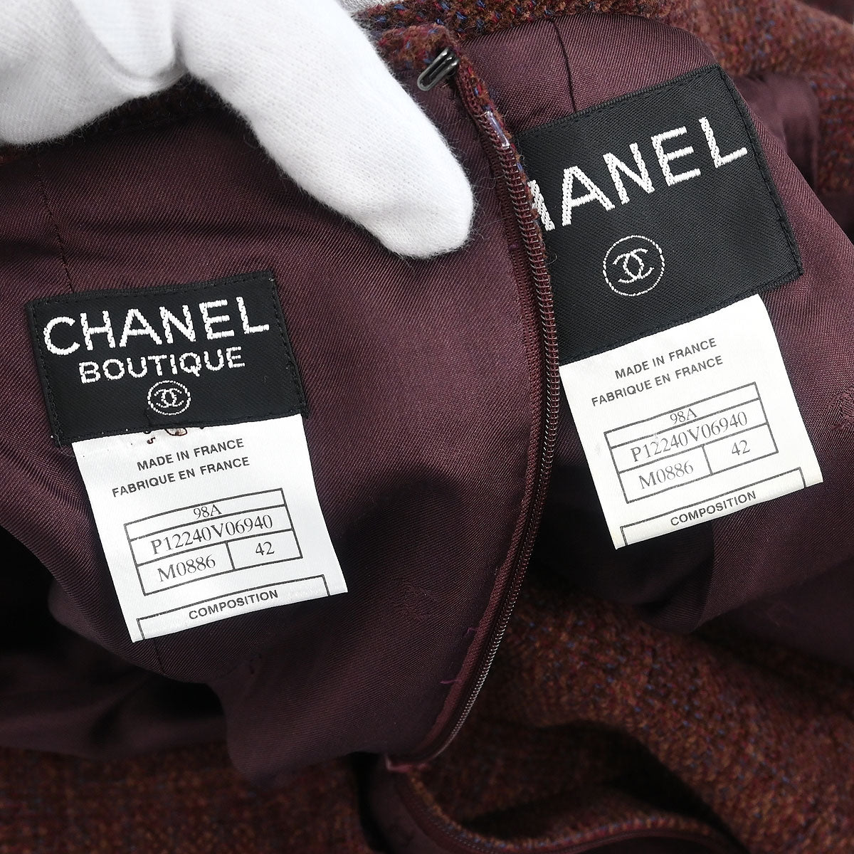 Chanel 1998 Setup Suit Jacket Skirt Brown #42 - Image 10
