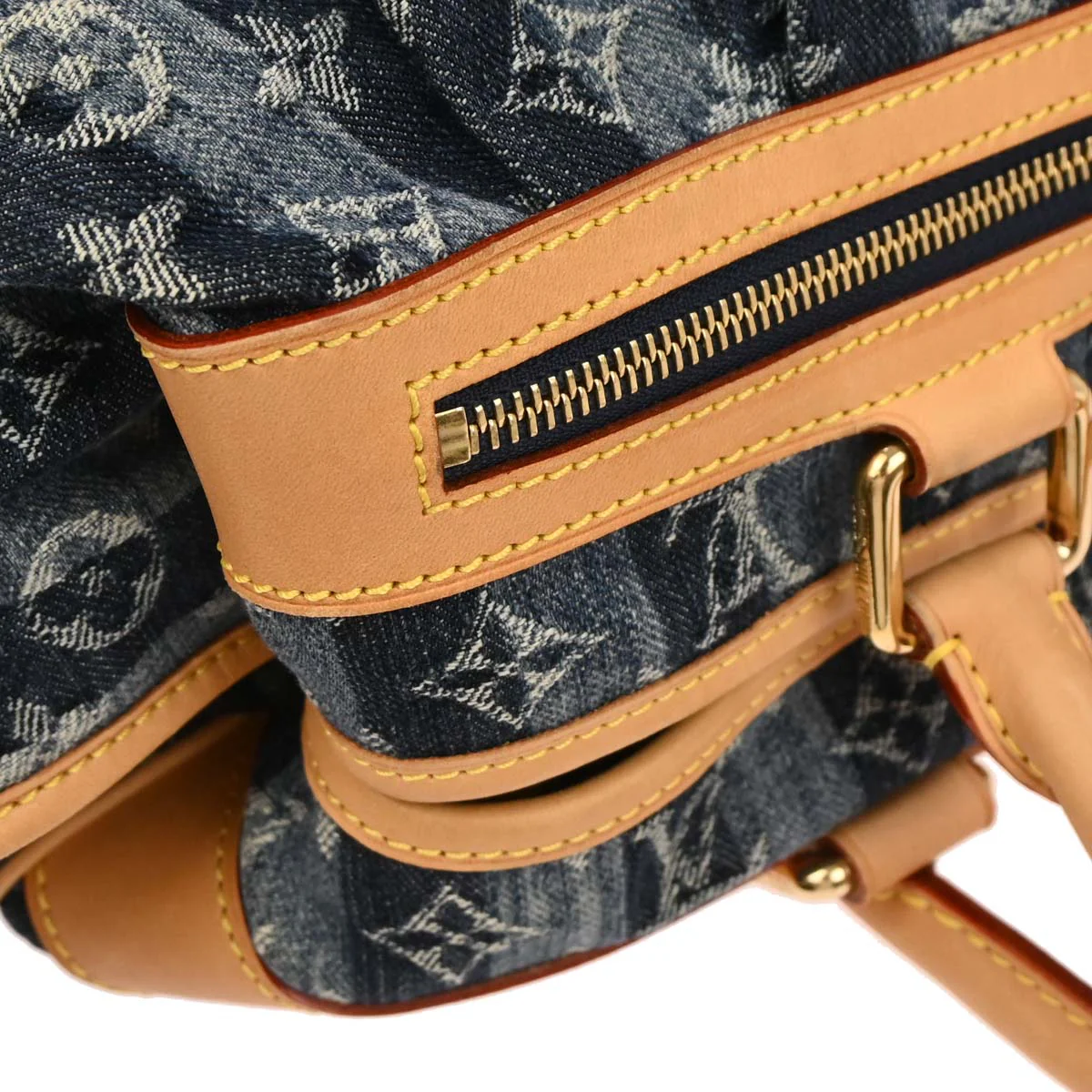 Louis Vuitton 2006 Blue Monogram Denim Cabas Raye GM 2way Shoulder Tote M95336 - Image 5