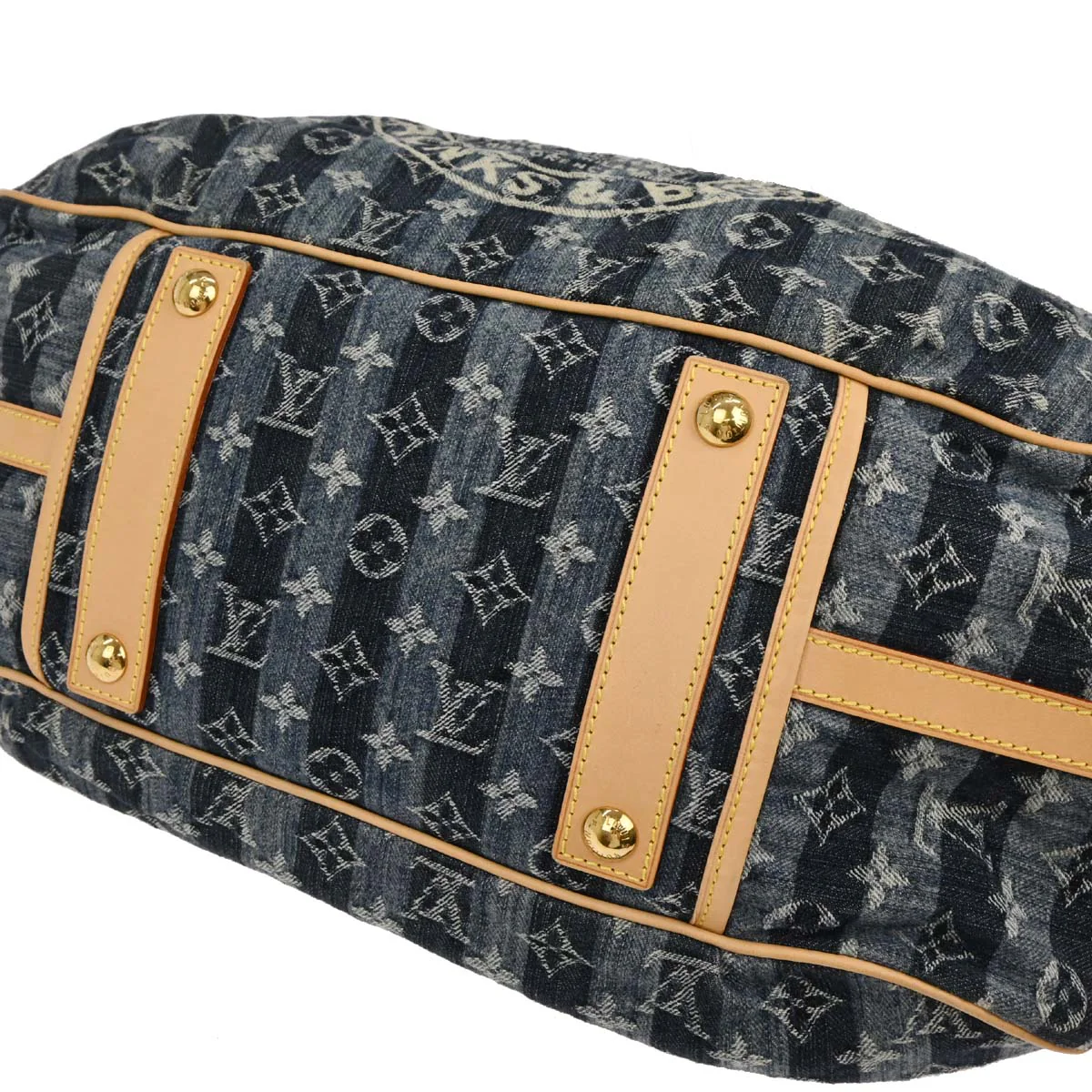 Louis Vuitton 2006 Blue Monogram Denim Cabas Raye GM 2way Shoulder Tote M95336 - Image 6