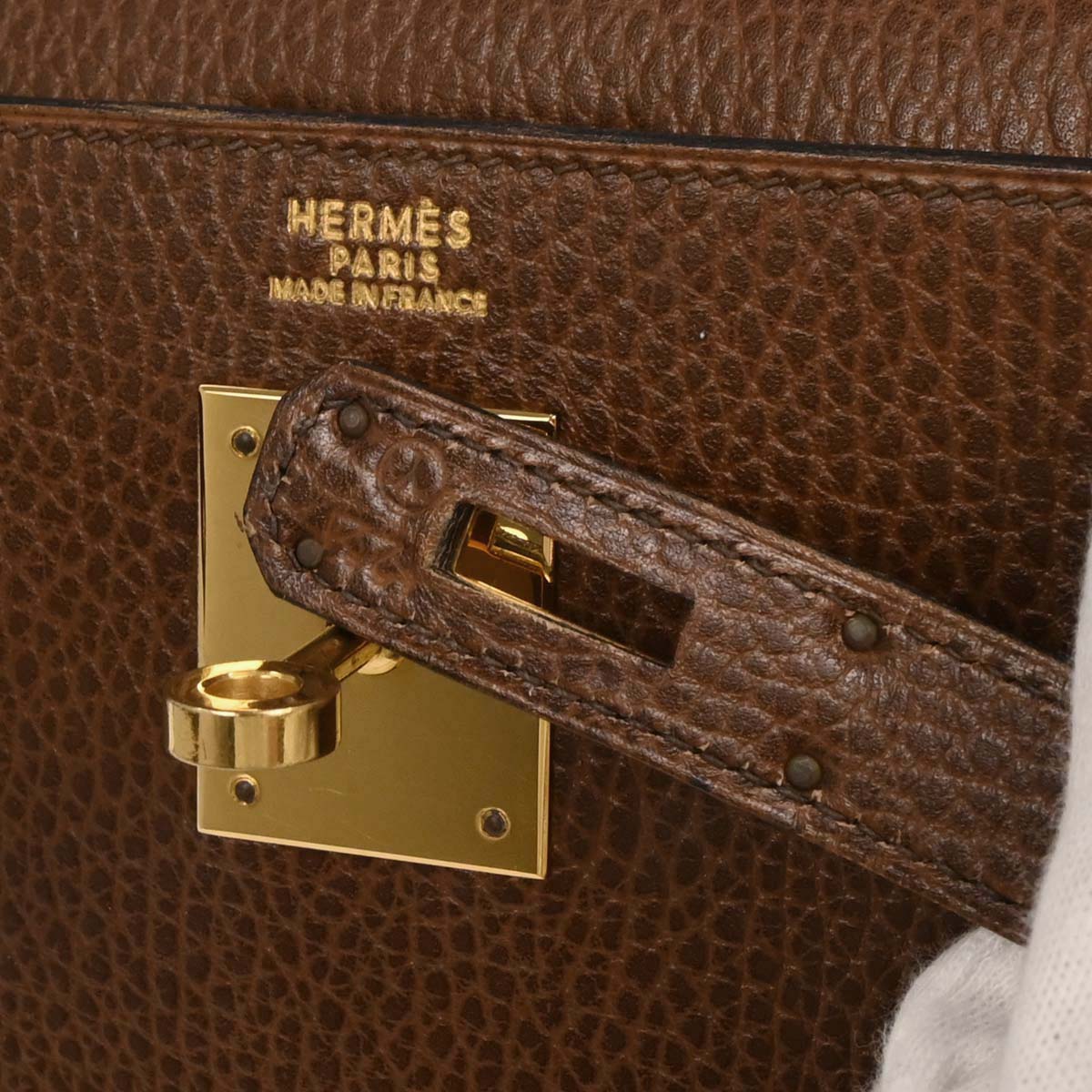 Hermes Marron Fonce Ardennes Kelly 32 Sellier Handbag - Image 10