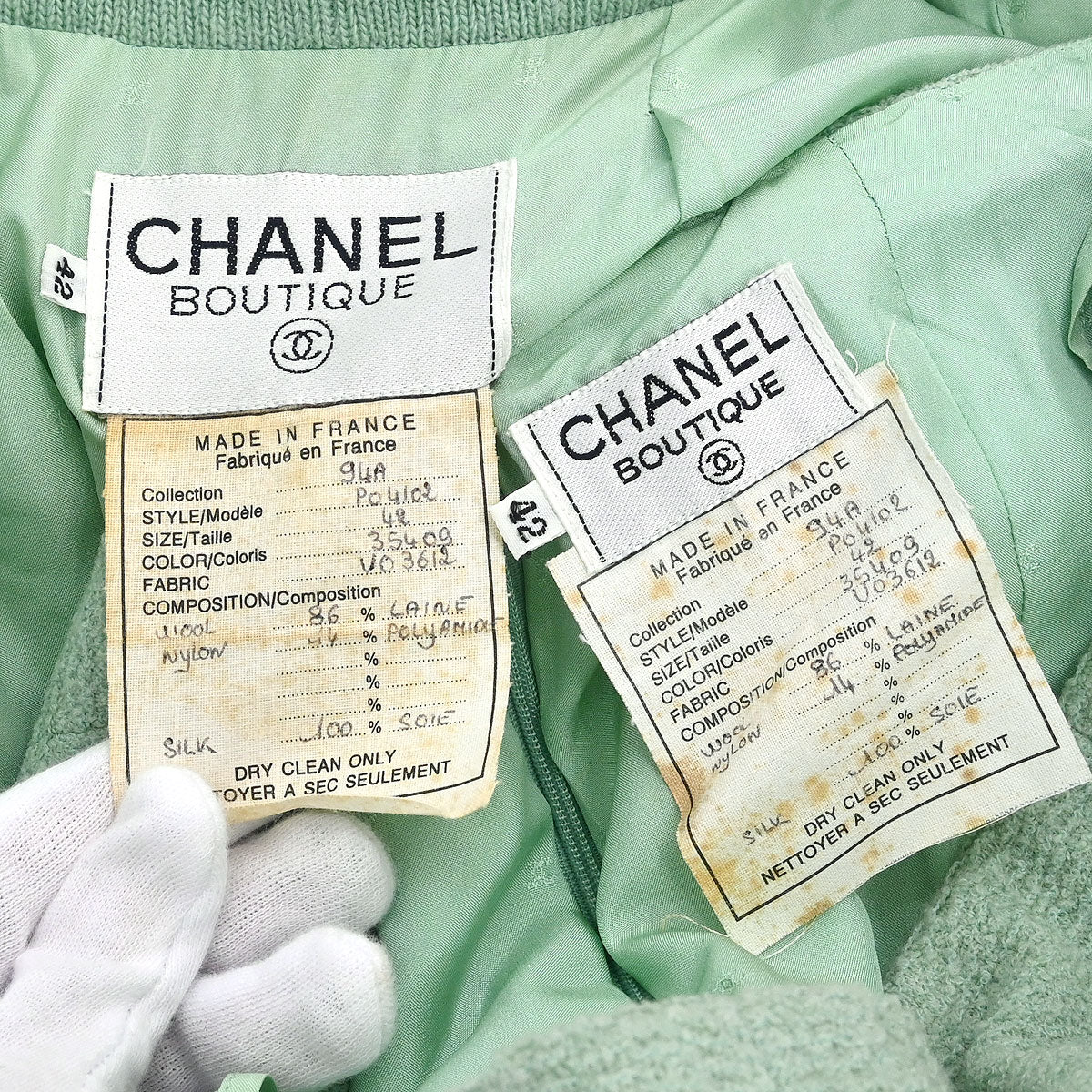 Chanel Setup Suit Jacket Skirt Light Green #42 - Image 10