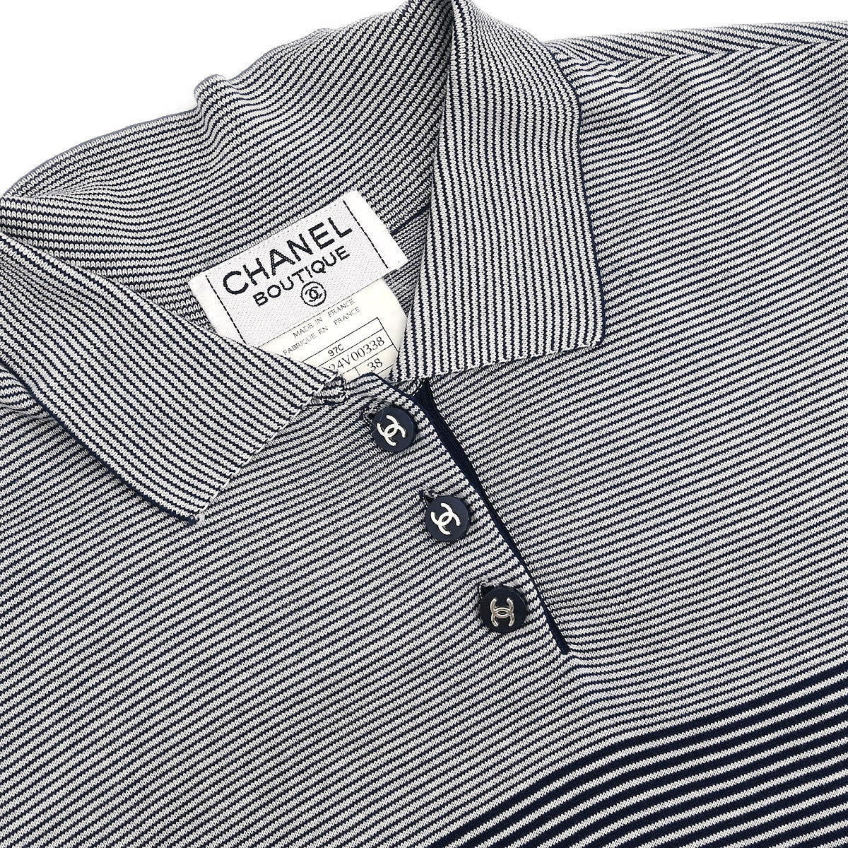 Chanel Short Sleeve Polo Shirt Top Navy #38 - Image 3
