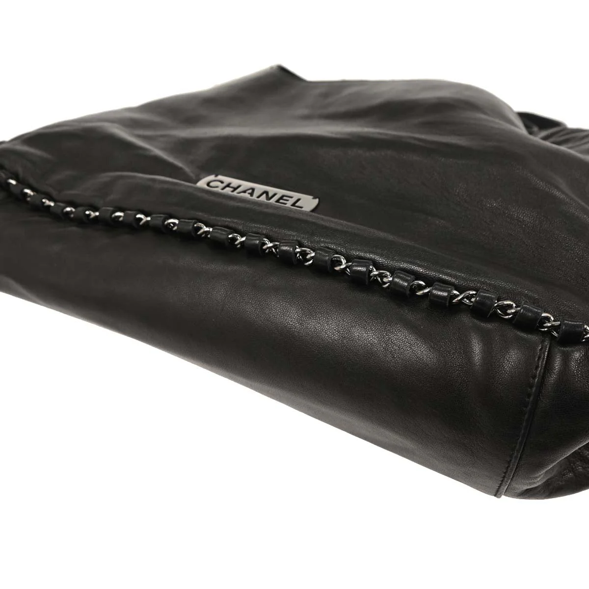 Chanel 2005-2006 Black Lambskin Luxury Chain Around Hobo Bag - Image 6