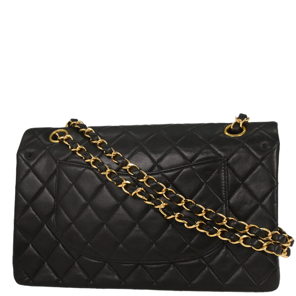 Chanel 1997-1999 Black Lambskin Medium Classic Double Flap Shoulder Bag - Image 2