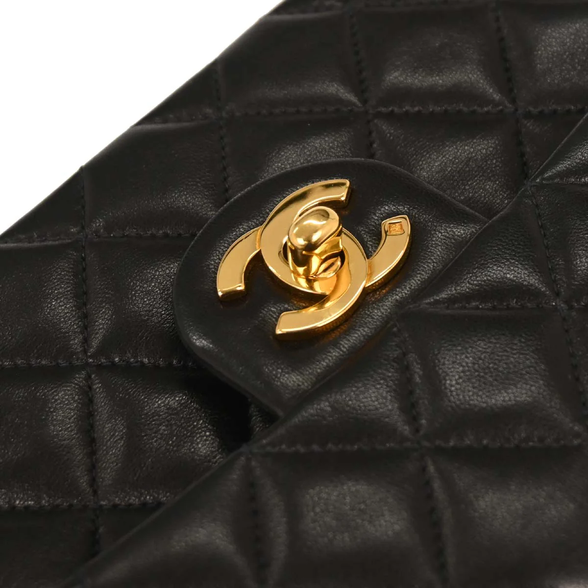 Chanel 1996-1997 Black Lambskin Mini Classic Square Flap Shoulder Bag - Image 4