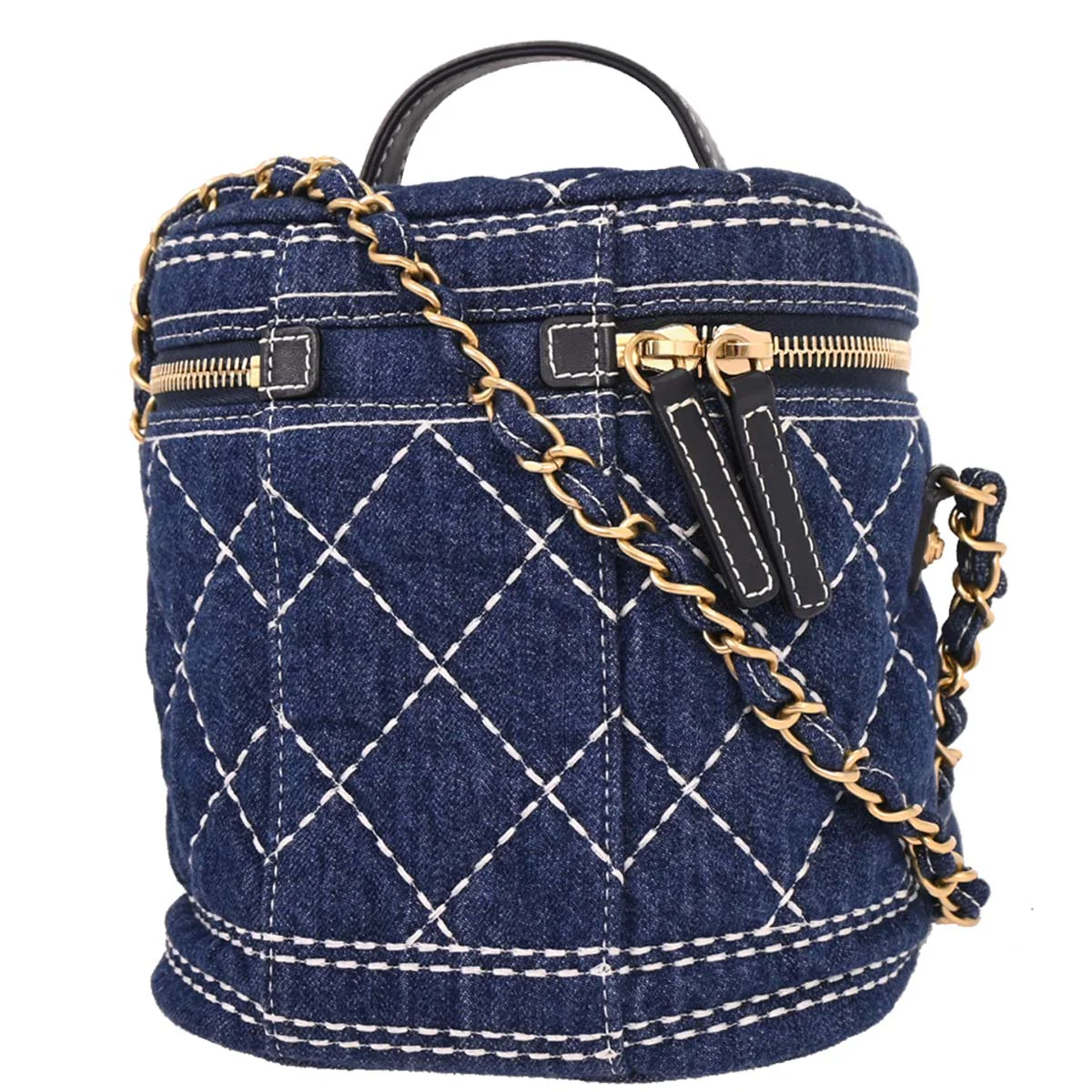 Chanel 2019 Blue Denim Vanity 2way Shoulder Handbag - Image 2