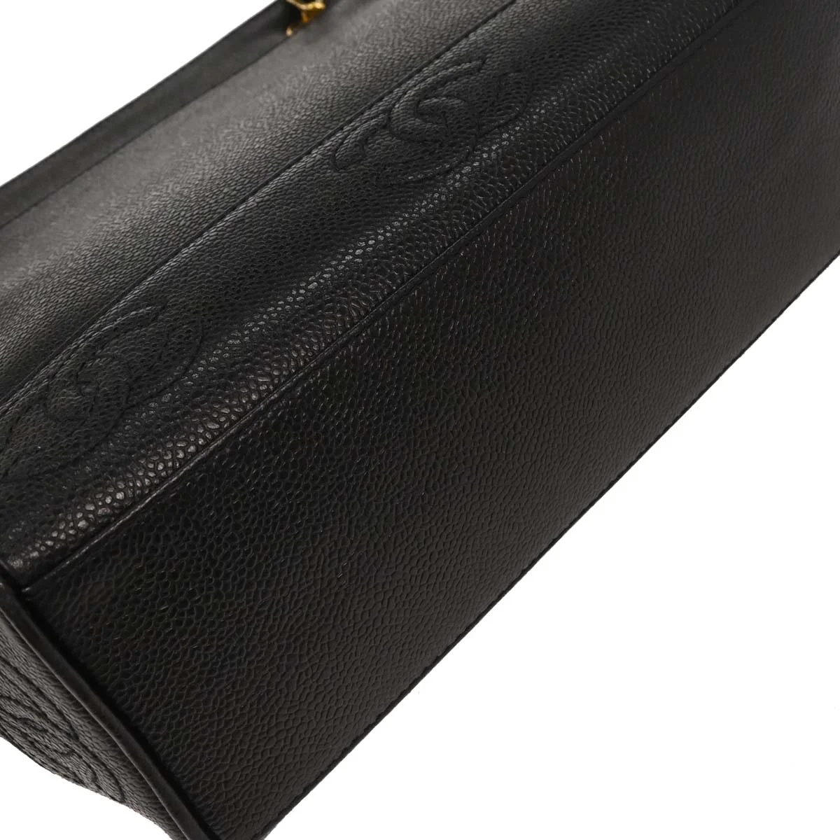 Chanel 1996-1997 Black Caviar Triple CC Shoulder Tote Bag - Image 3