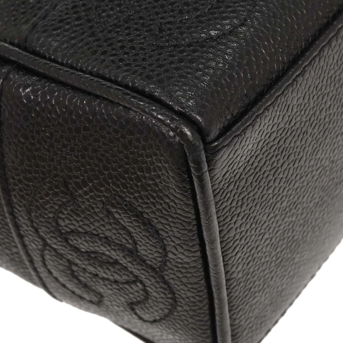 Chanel 1996-1997 Black Caviar Triple CC Shoulder Tote Bag - Image 4