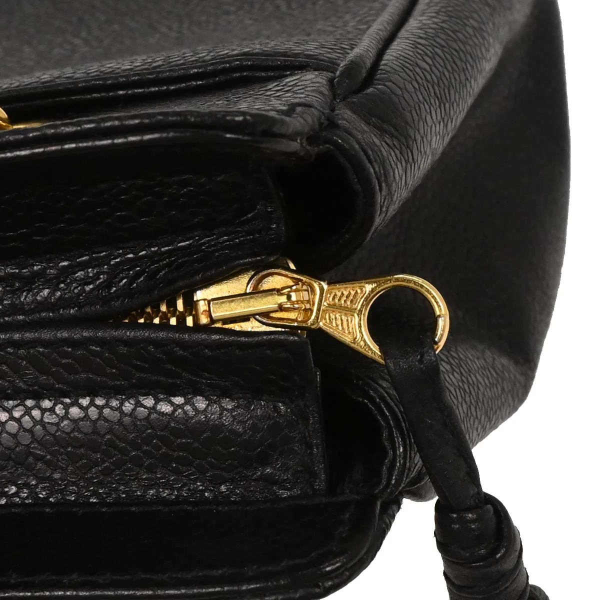 Chanel 1996-1997 Black Caviar Triple CC Shoulder Tote Bag - Image 7