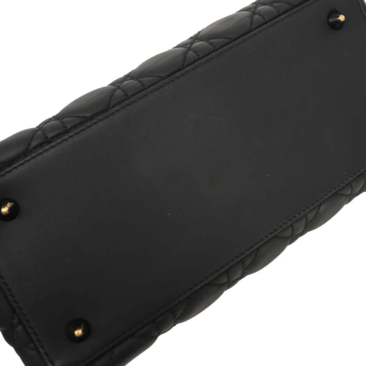 Christian Dior Black Lambskin Lady Dior Cannage Handbag - Image 3