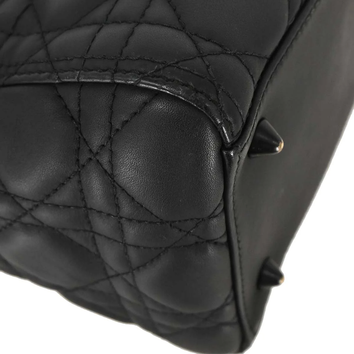 Christian Dior Black Lambskin Lady Dior Cannage Handbag - Image 4