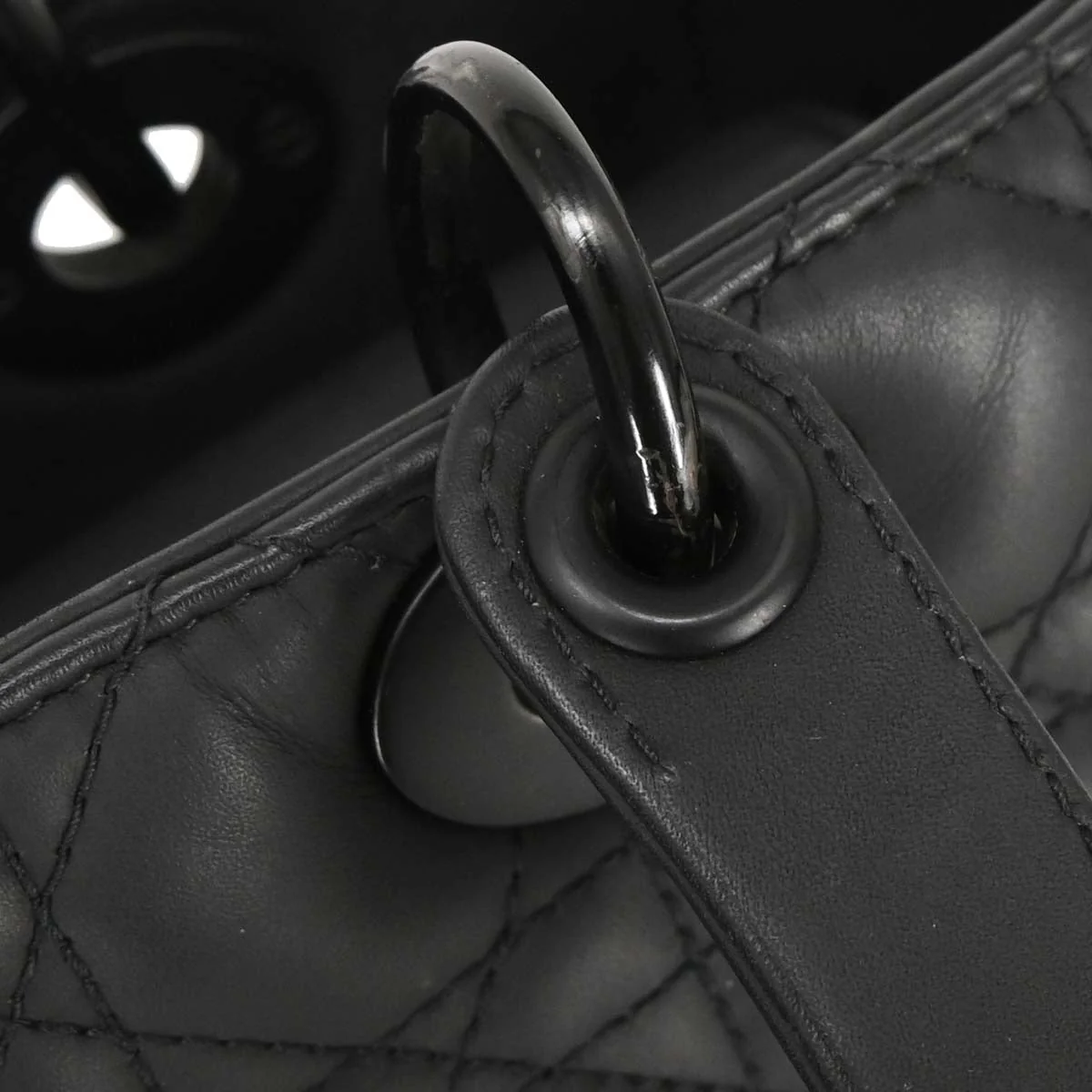 Christian Dior Black Lambskin Lady Dior Cannage Handbag - Image 5